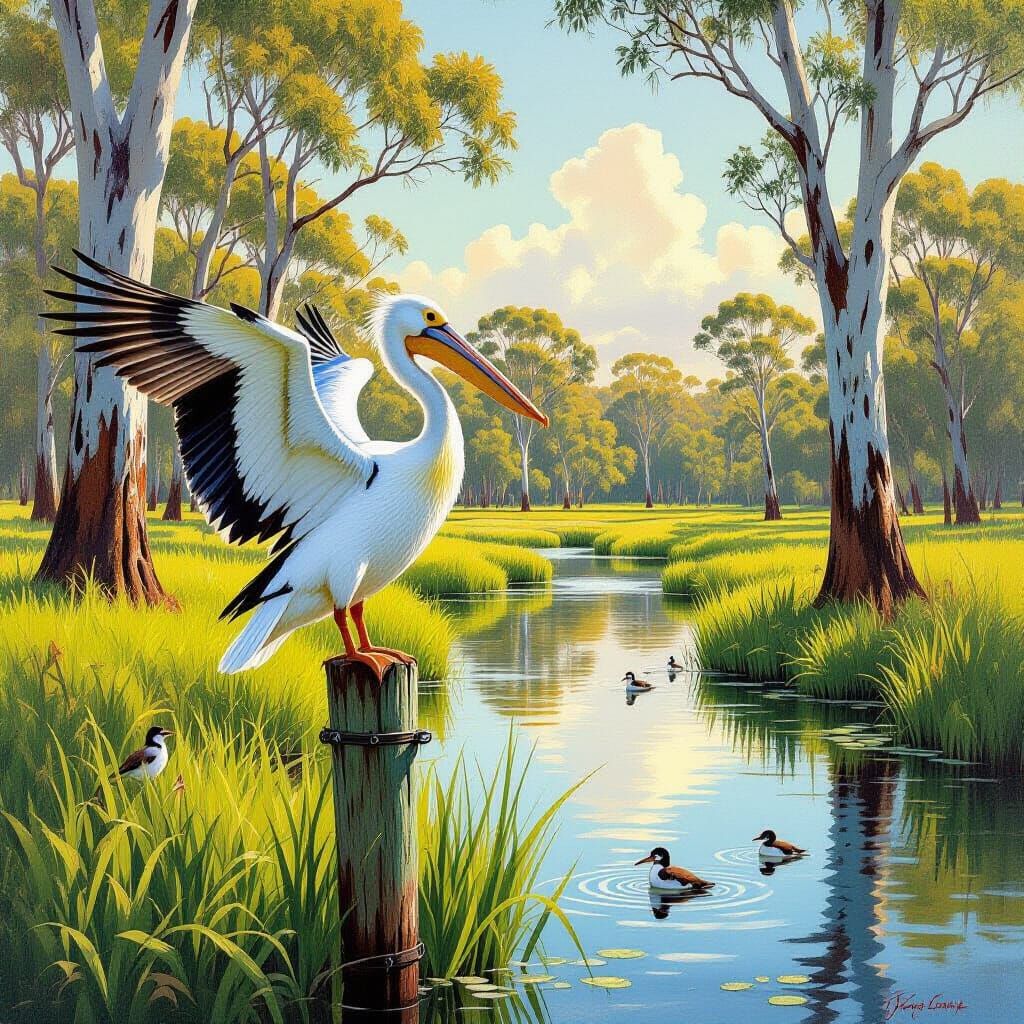 Pelican on Post at Australian Sanctuary