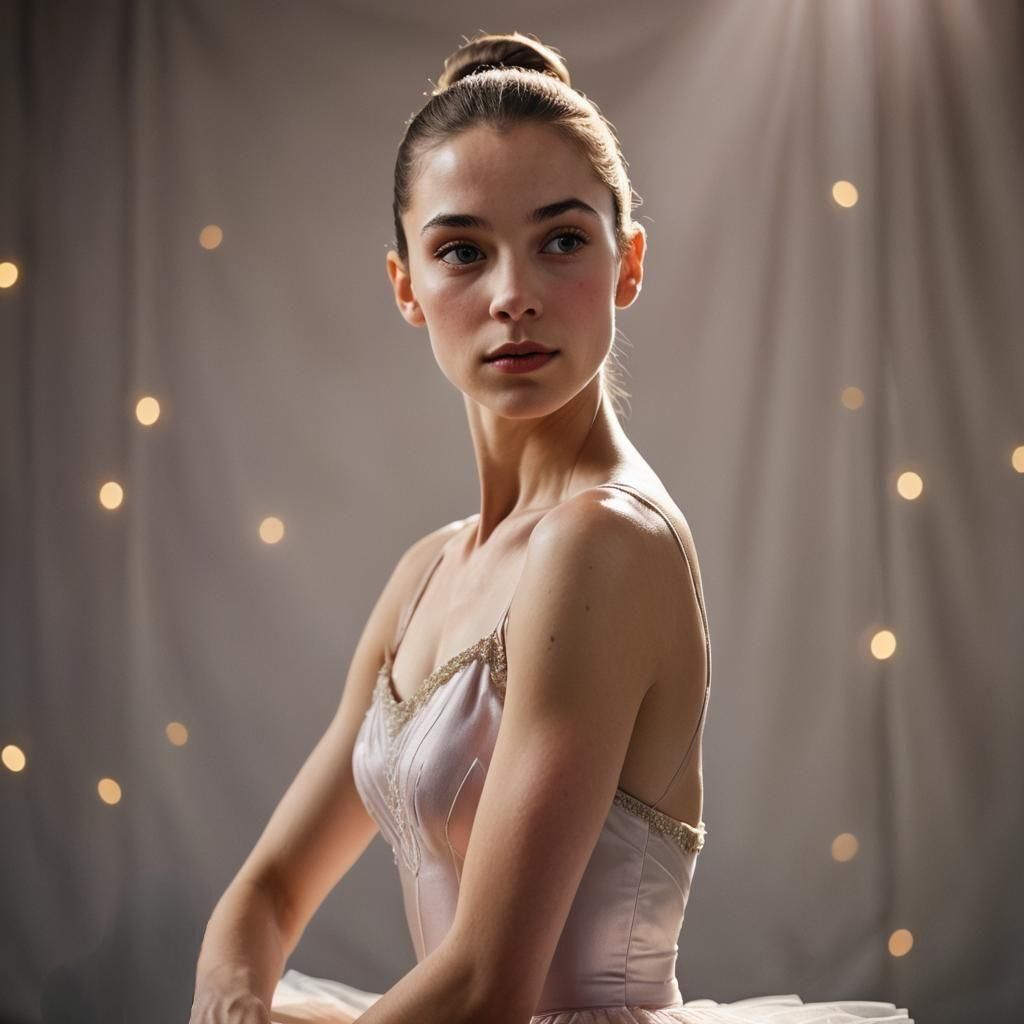 Ballerina Portrait on Stage with Bokeh