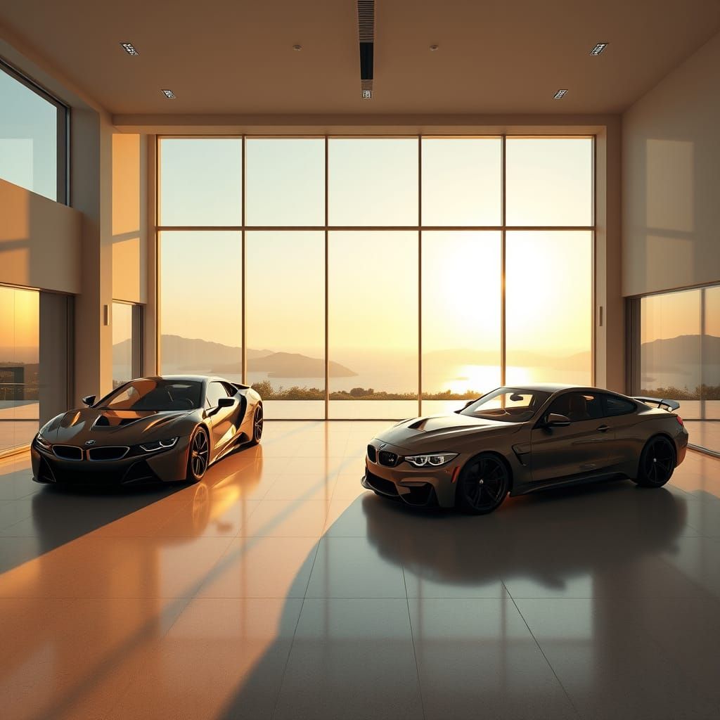 Luxury Villa Garage with High-Performance Sports Cars