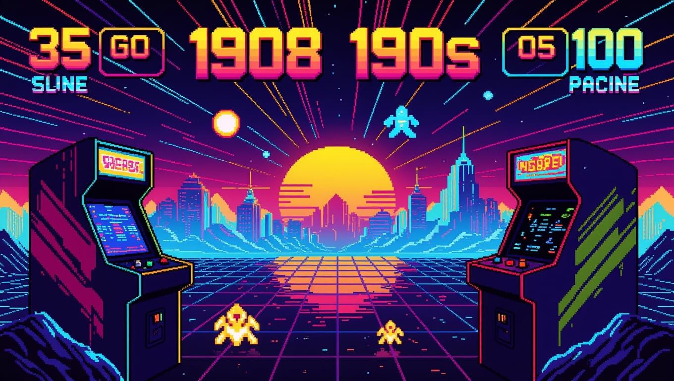 1980s Video Game Pixelated Sprite Screen