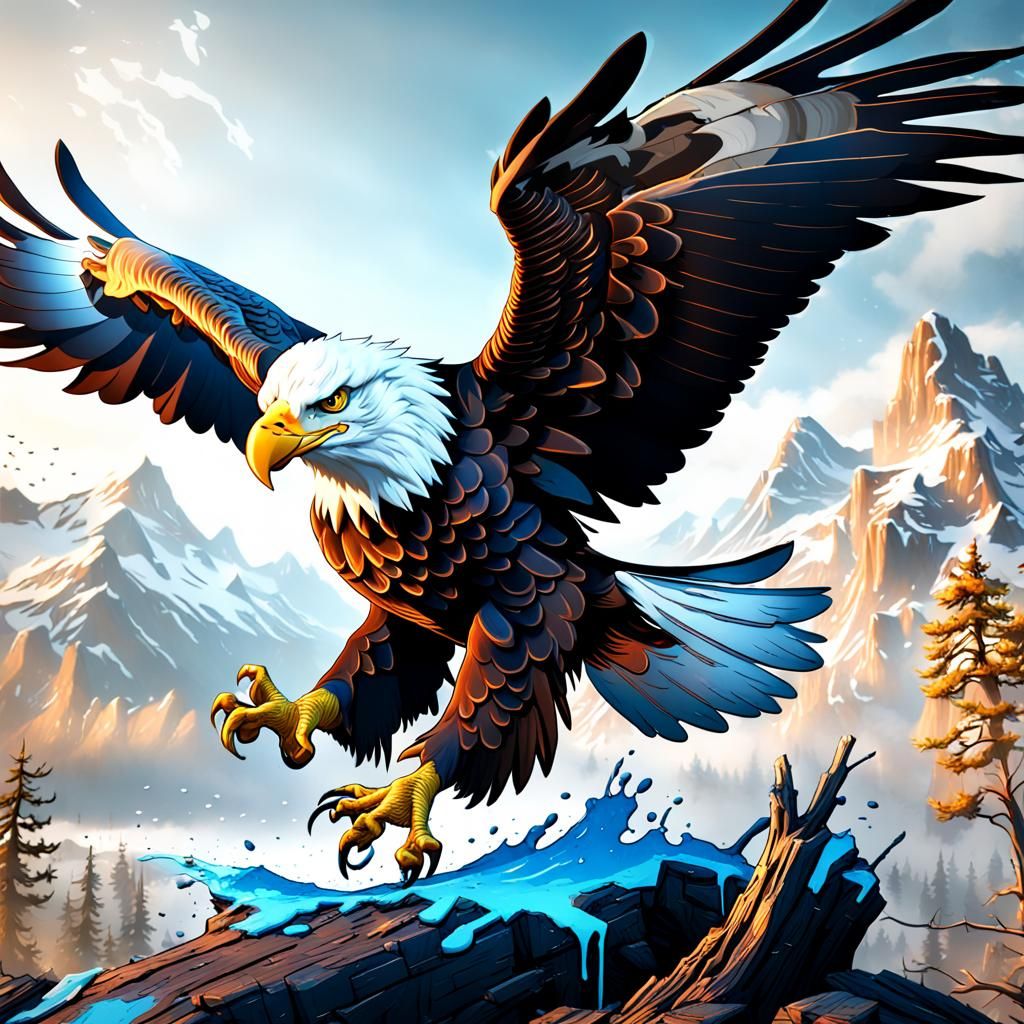 Detailed Matte Painting of a Bald Eagle