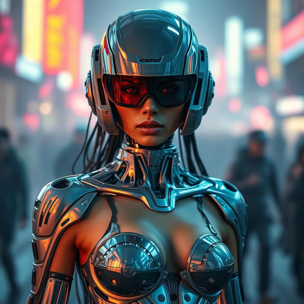 Cyborg Supermodel on Runway: Hyperrealistic Cinematic Still