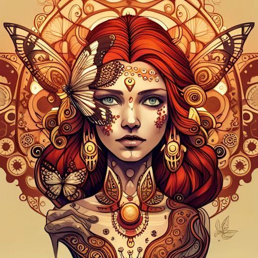 Steampunk Butterfly Queen Digital Art