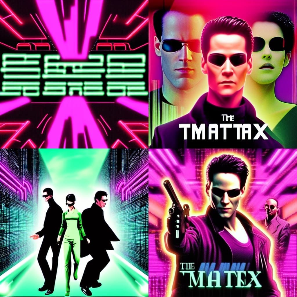 Synthwave Neon Matrix: Retro Futuristic Scene