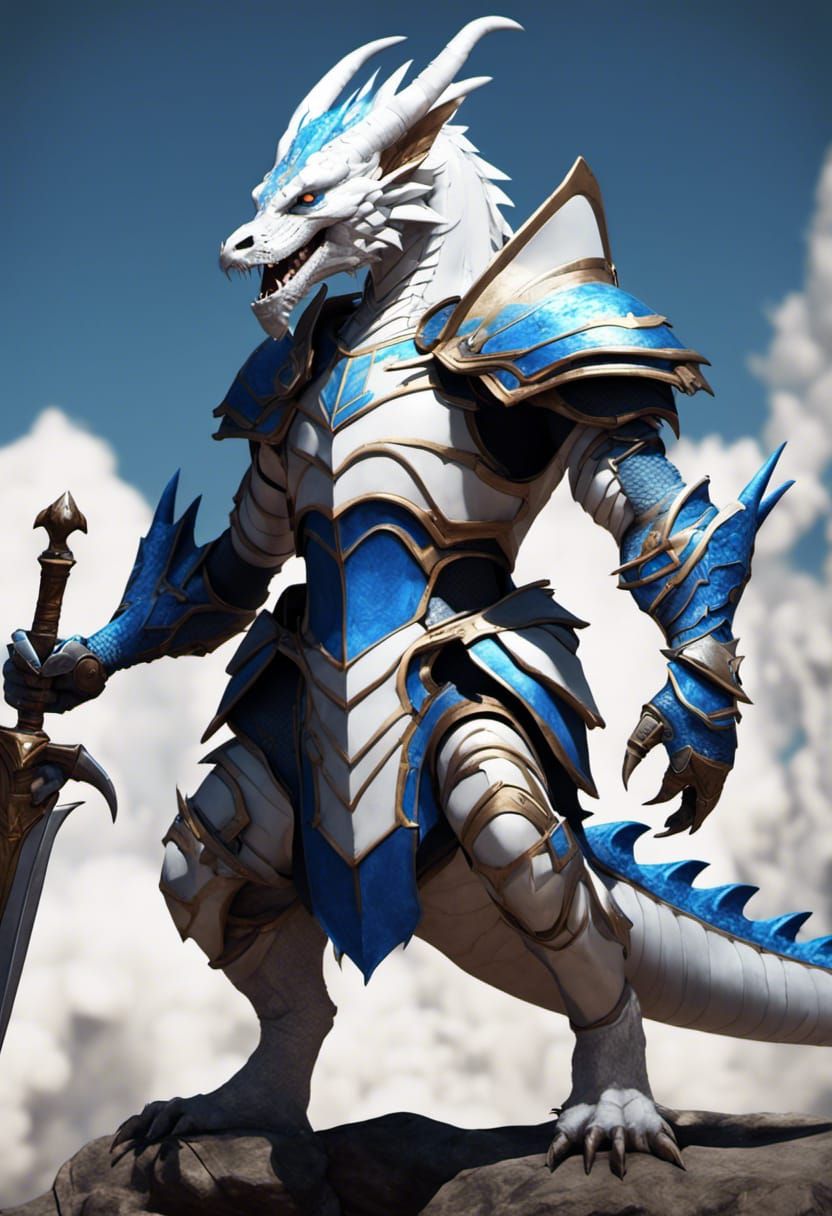 Armored Anthro Dragon in Dark Fantasy Style