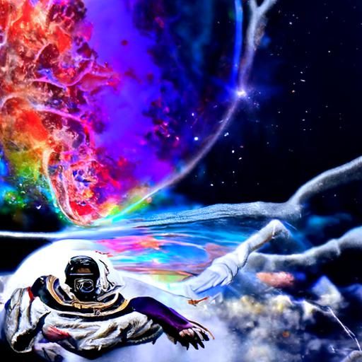 Astral Cosmic Astronaut in Holographic Illustration