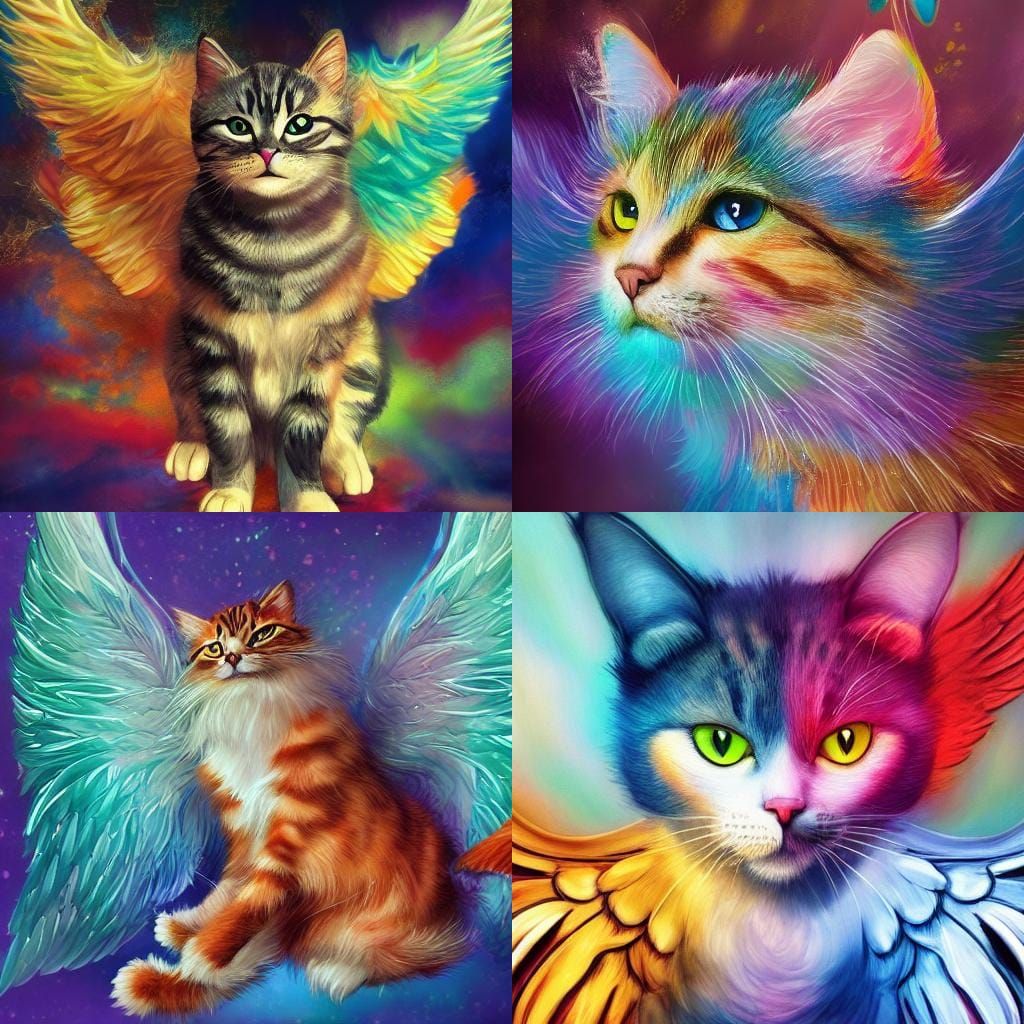Winged Cats: Hyperrealistic Splash Art Concept