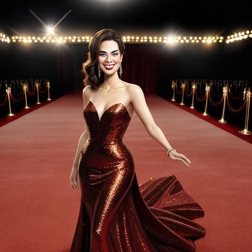 Glamorous Celebrity Portrait on Red Carpet in 8K