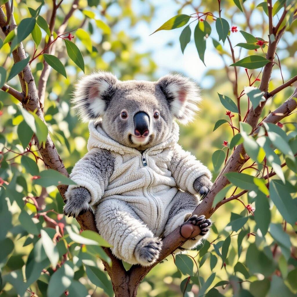 Koala Bear in Onesie, Whimsical Illustration