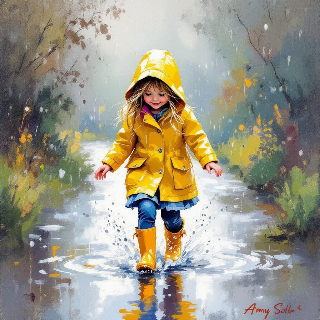 Girl in Yellow Raincoat: An Impressionist Painting