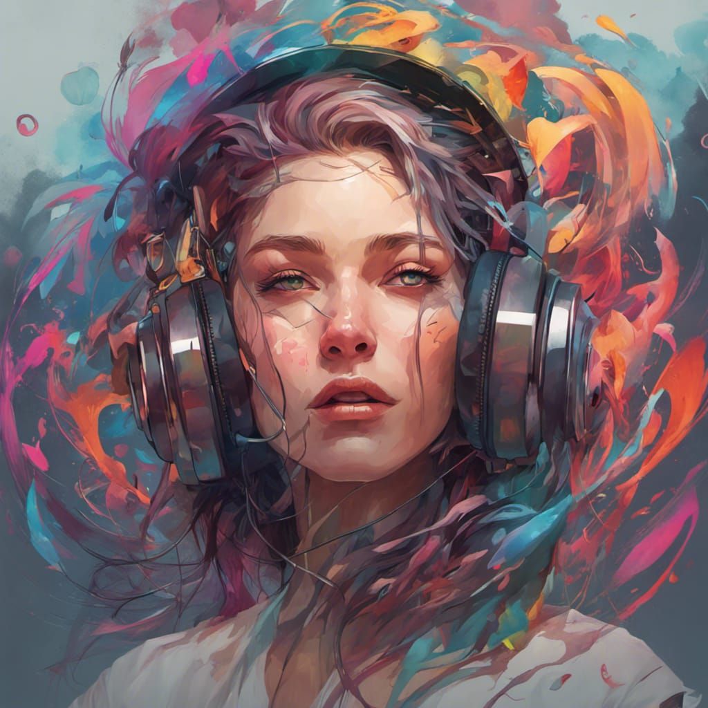 Immersive Music Portrait in Art Nouveau Style