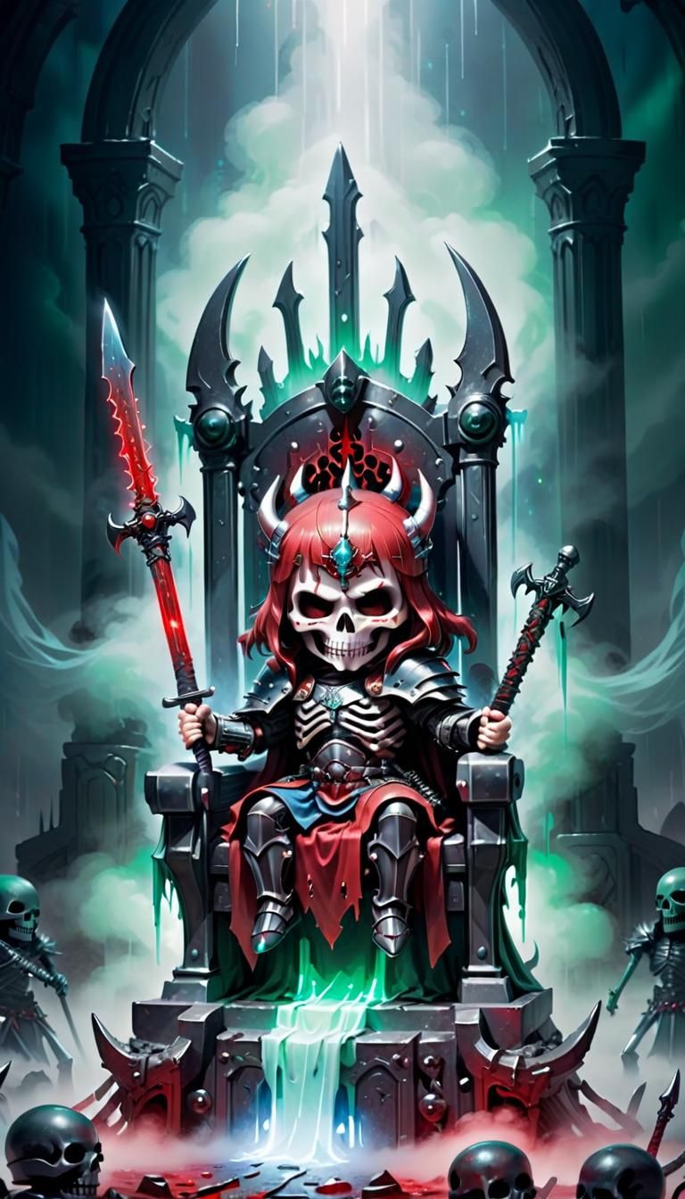 Chibi Death on Scythe Throne in Misty Realm