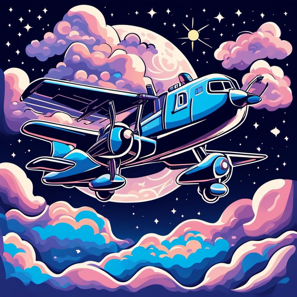 Night Flight: Hyperrealistic Airplane View at 32K