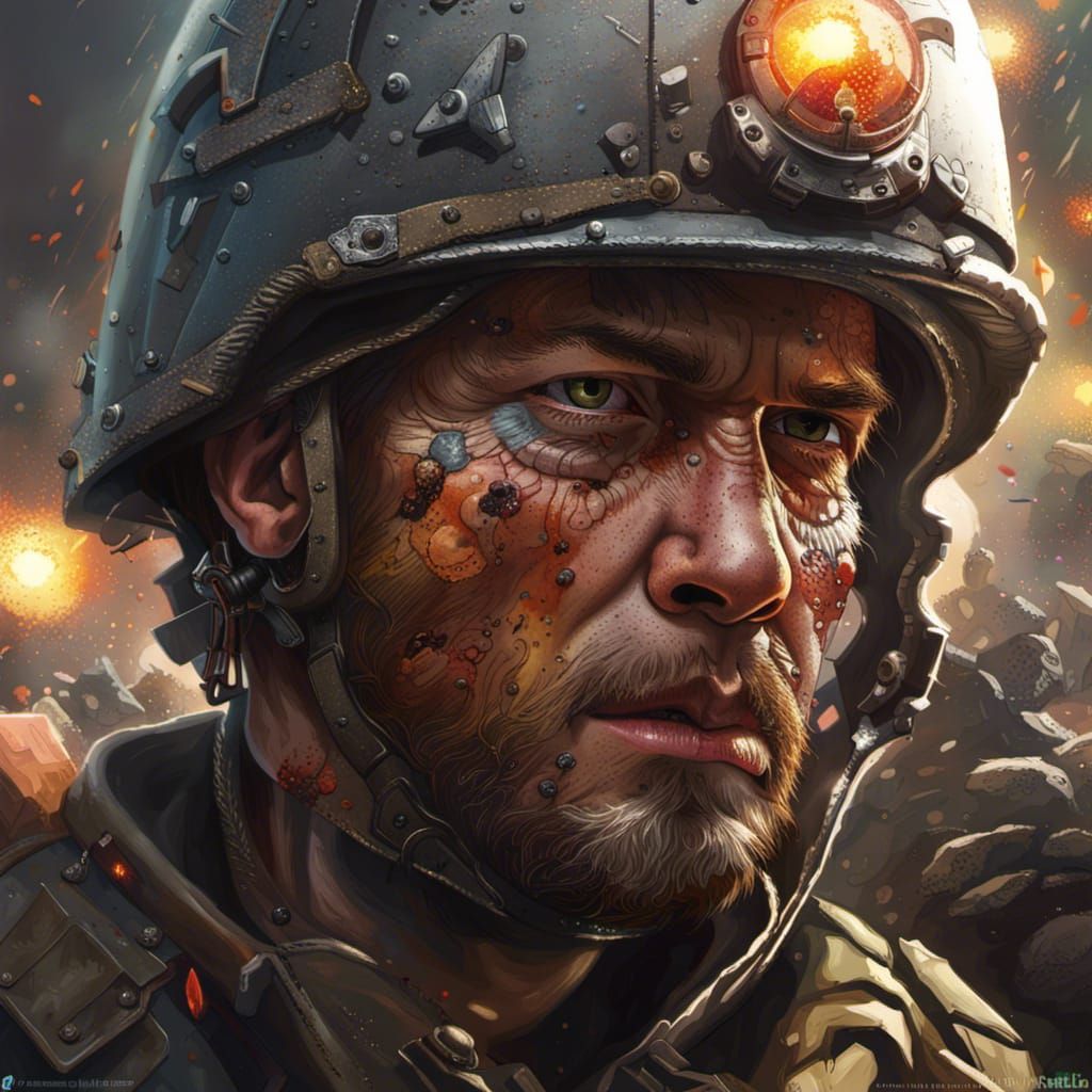 Hyperrealistic War Scene in Splash Art Style