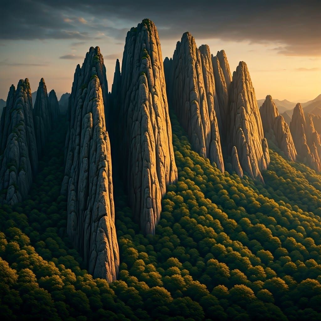 Majestic Mountain Range at Dusk in Hyper-Realistic Style