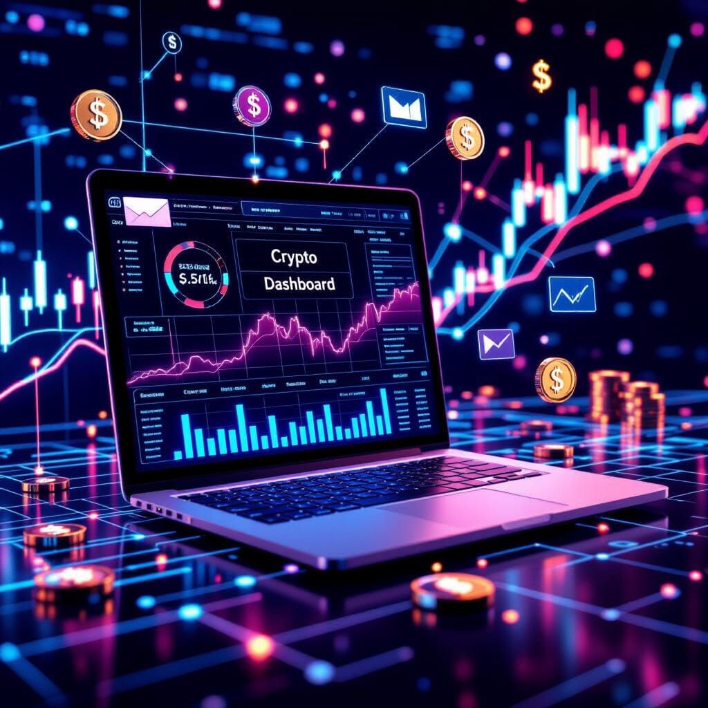Sleek Crypto Dashboard in Hyperrealistic Digital Workspace