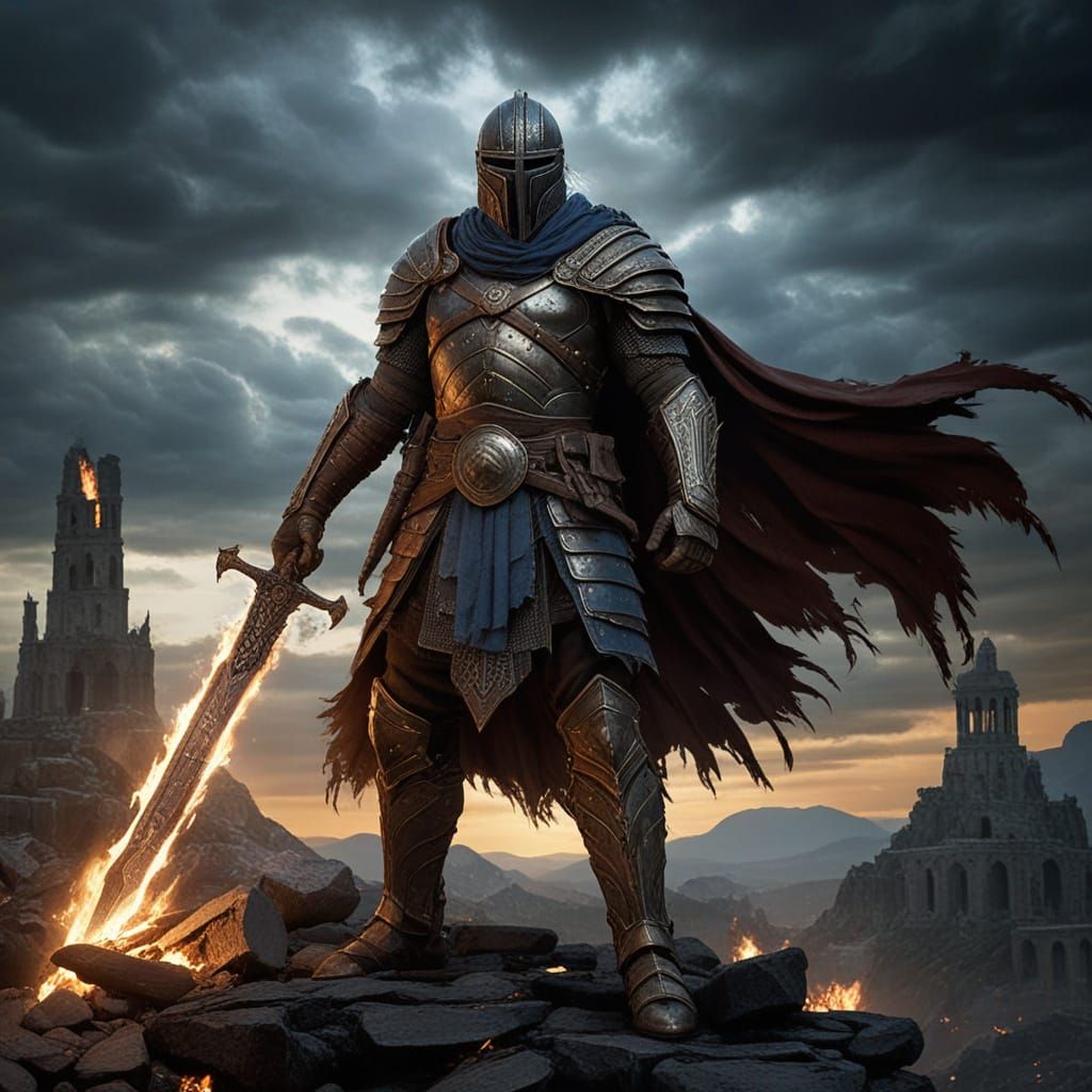 Knight of Divine Fire in Shattered Armor