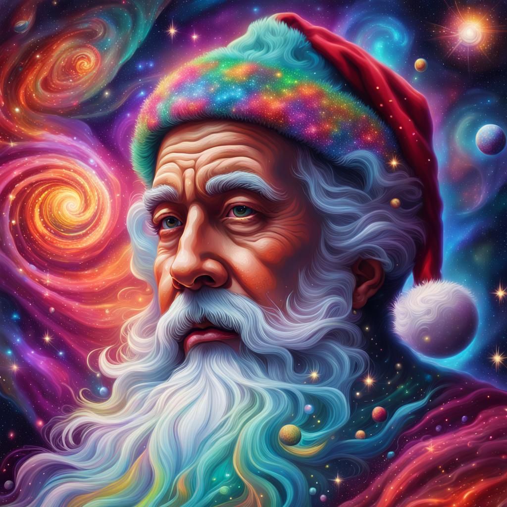 Cosmic Santa Claus in Astral Nebula Illustration