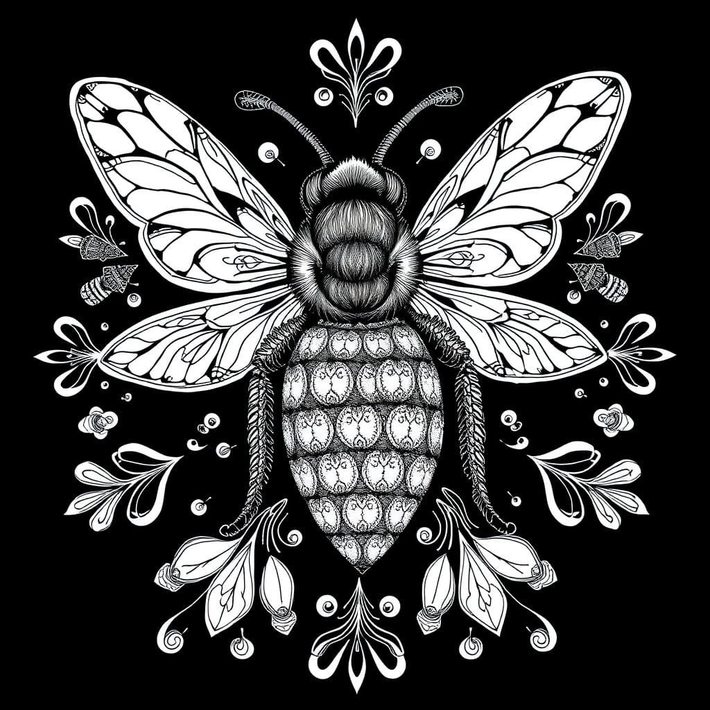 Fractal Zentangle Art of a Busy Bee