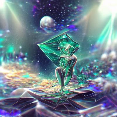 Holographic Emerald in Astral Cosmic Illustration