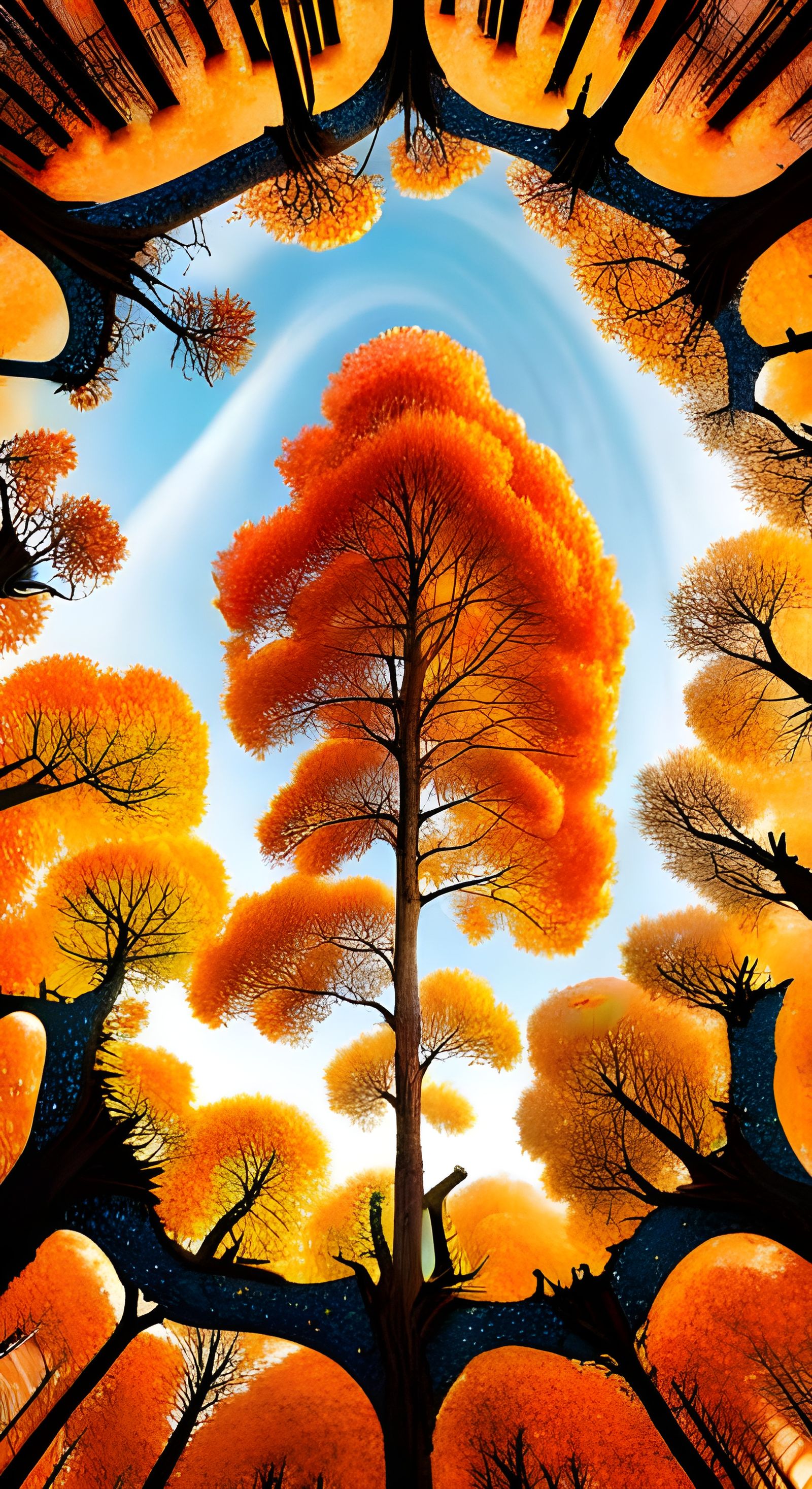 Kaleidoscope of Autumn Trees and Solar Panels