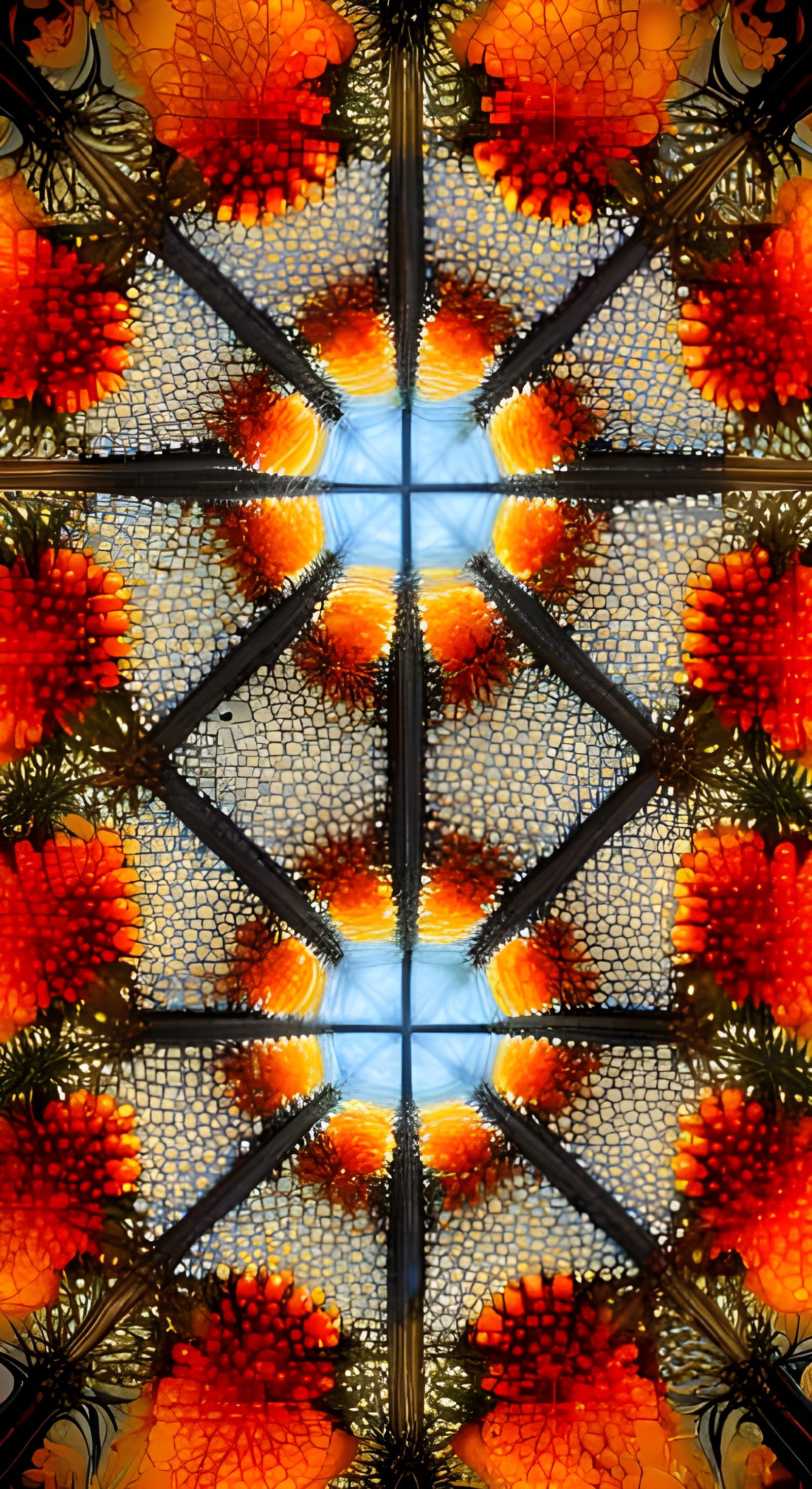 Kaleidoscope of Solar Panels and Autumn Trees