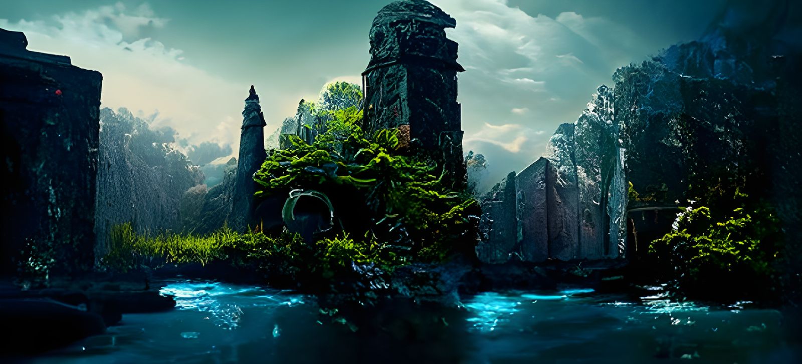 Overgrown Mayan Temple Ruins: Hyperrealistic Landscape
