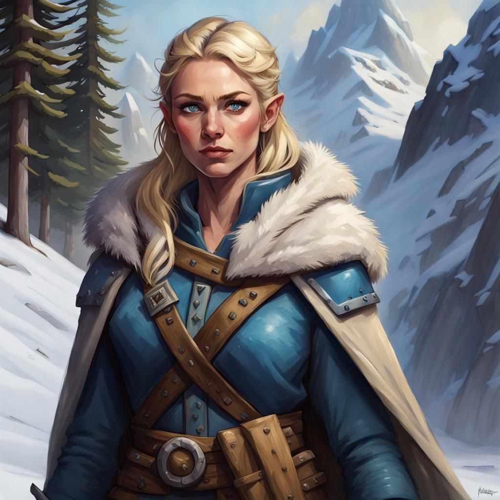 Ice Elf Ranger Portrait in Hyperdetailed Style