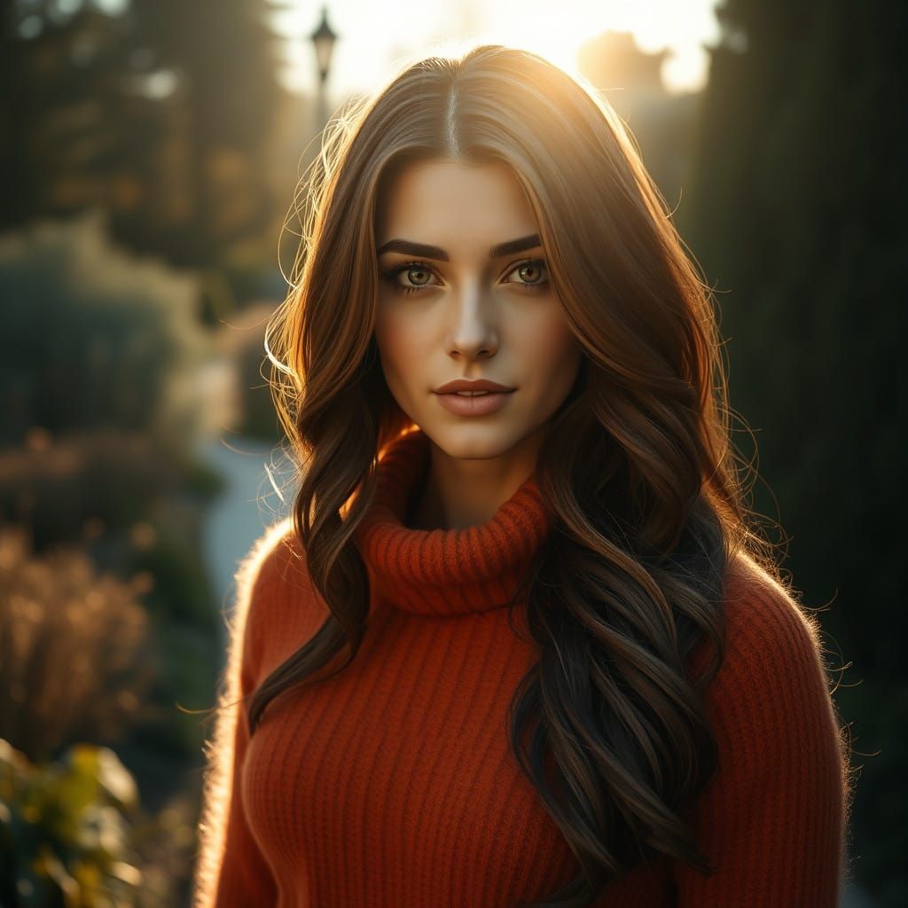 Stunning Brunette in Autumn Glow