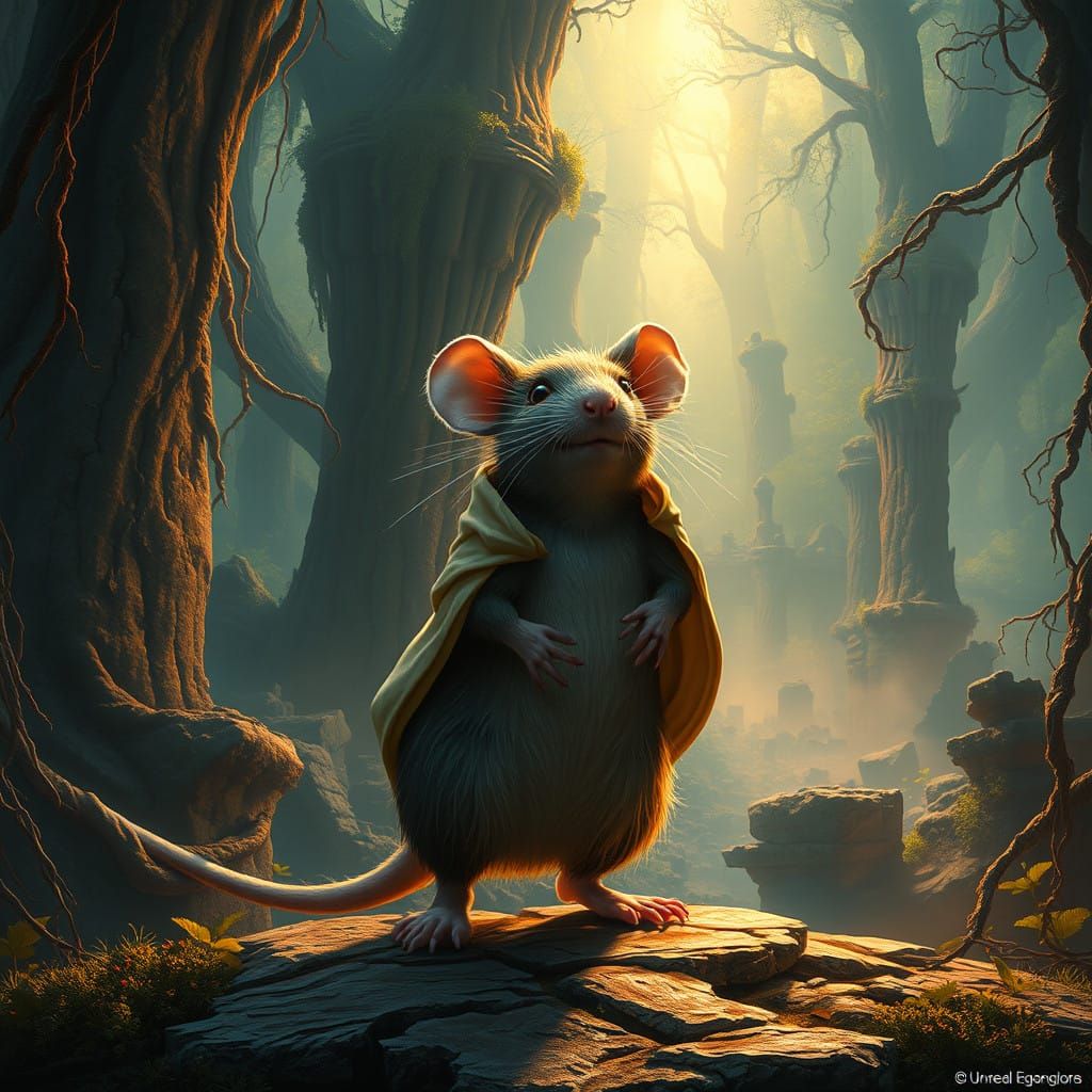Majestic Mouse in Ancient Fantasy Realm