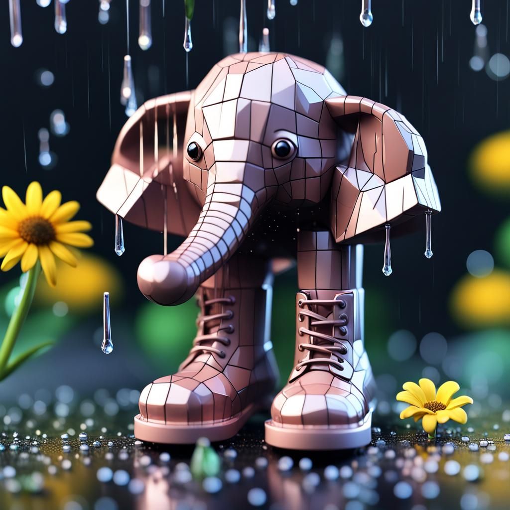Chibi Elephant in Boot: Honeypunk Crystal Miniature