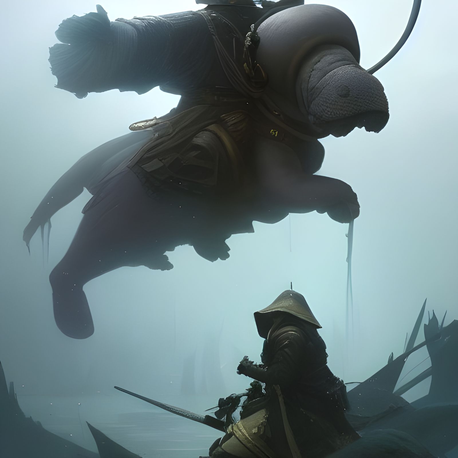 Manatee Samurai: Hyperdetailed Dark Fantasy Art