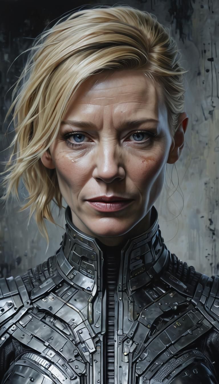 Cate Blanchett in Dystopian Future as Oil Painting
