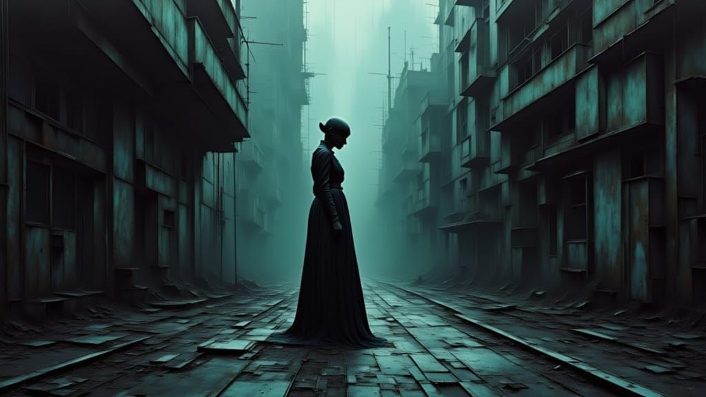 Dystopian Cityscape at Twilight - Concept Art