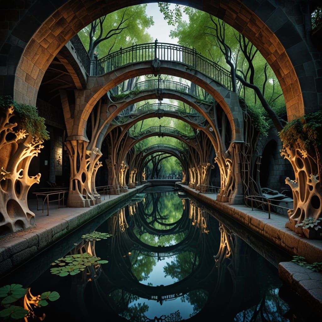 Gaudi-Inspired Bridge Vanishes into Infinity