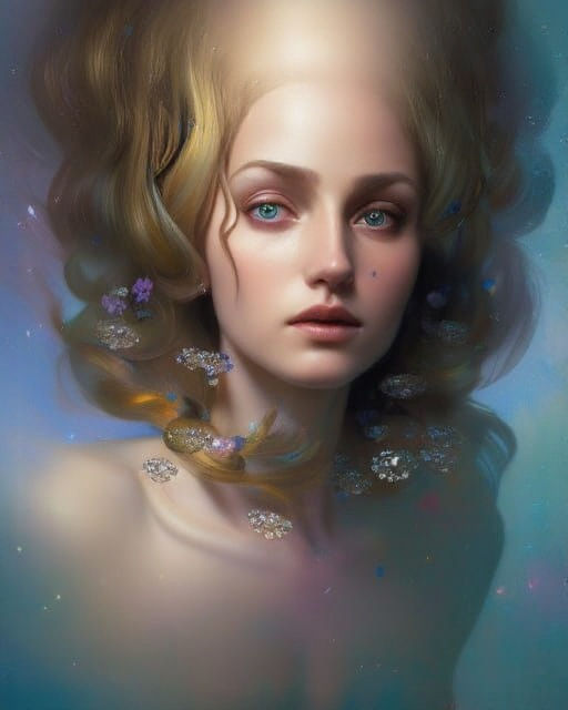 Opalescent Portrait with Milky Way Galaxy Tiara