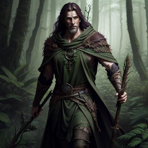 Powerful Druid Incarnating Nature's Raw Power