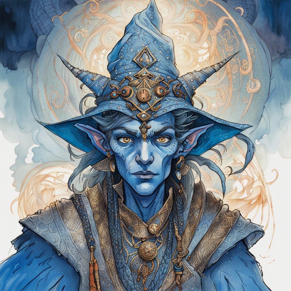 Githyanki Sorcerer Portrait in Whimsical Style