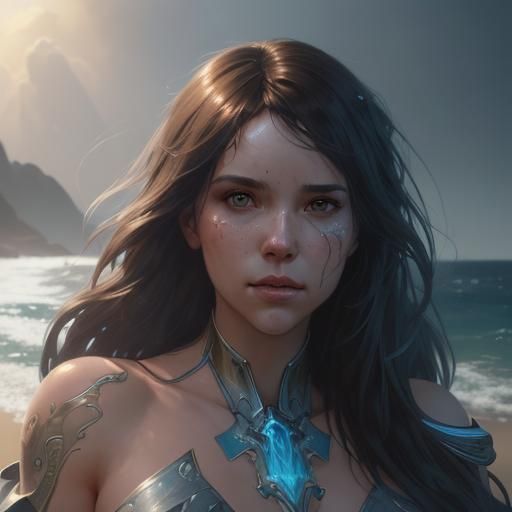 Dramatic Portrait of Devotion as Splash Art