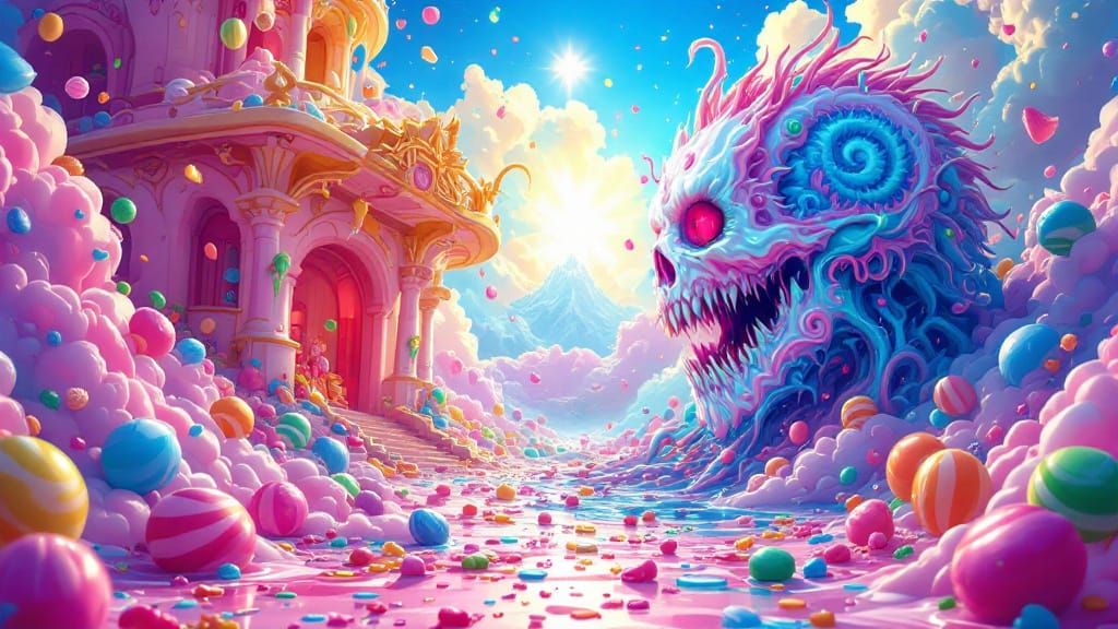 Candy Art Heaven and Hell Digital Illustration