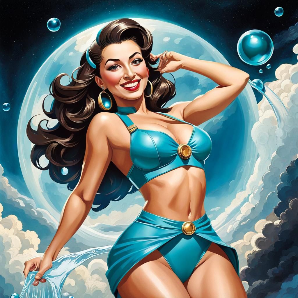 Retro-Futuristic Pin-Up in Comic Book Style