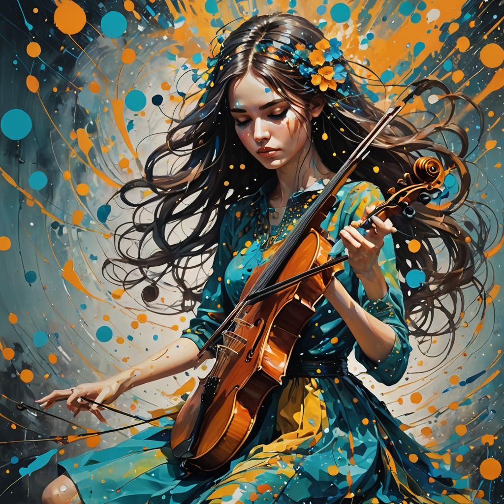 Teenage Musician's Colorful Viola Performance