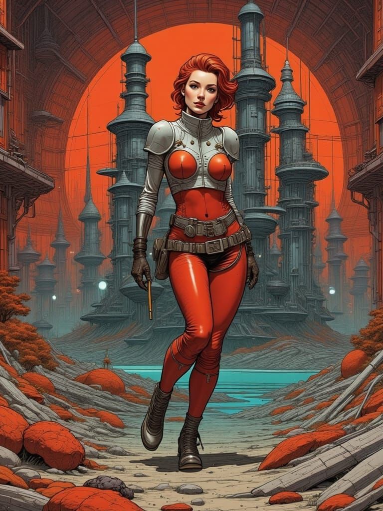 In red dwarf slip, fueling a rocket core <lora:Nostalgic IosC64 II:1.0>