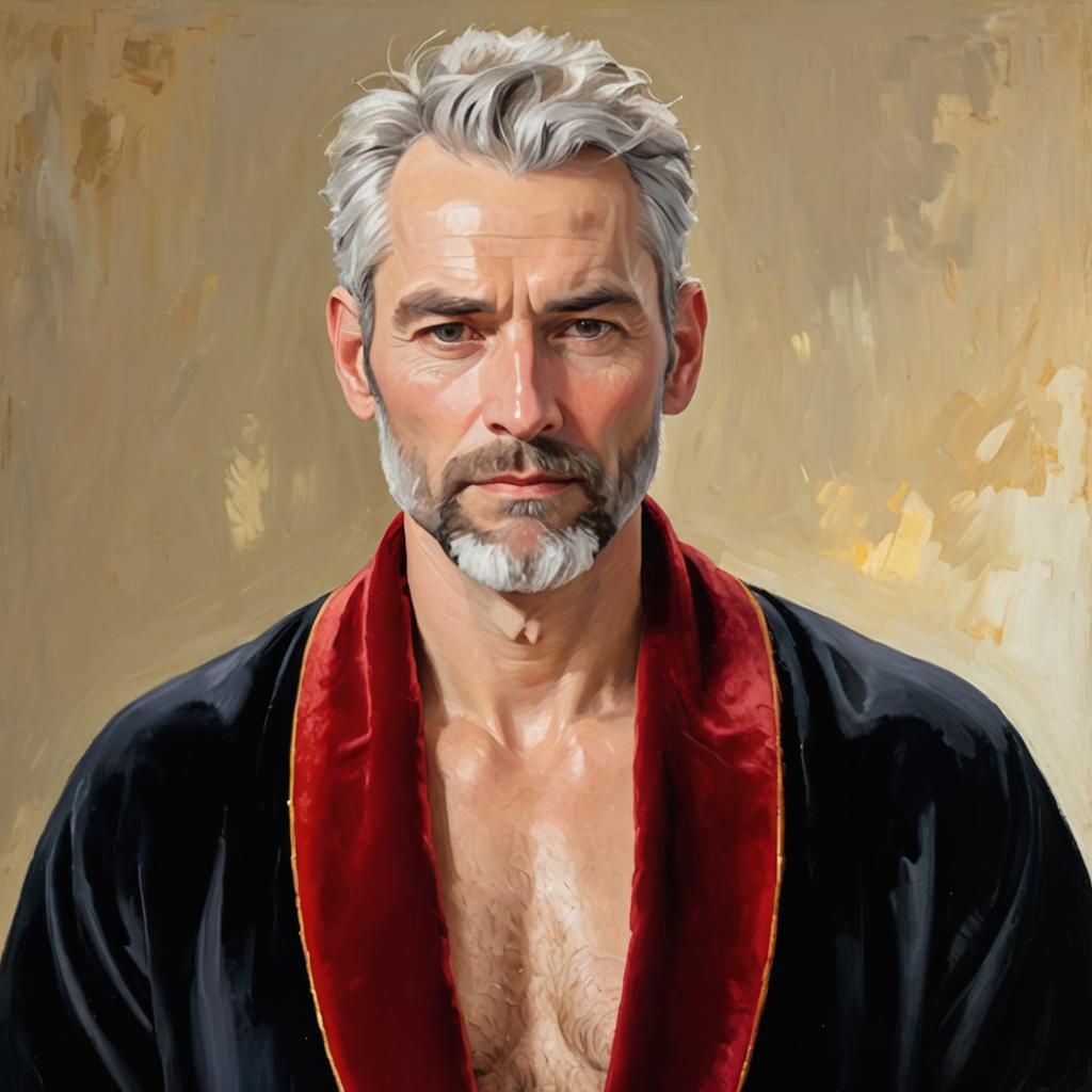 Serene Man with White Beard in Post-Impressionist Style