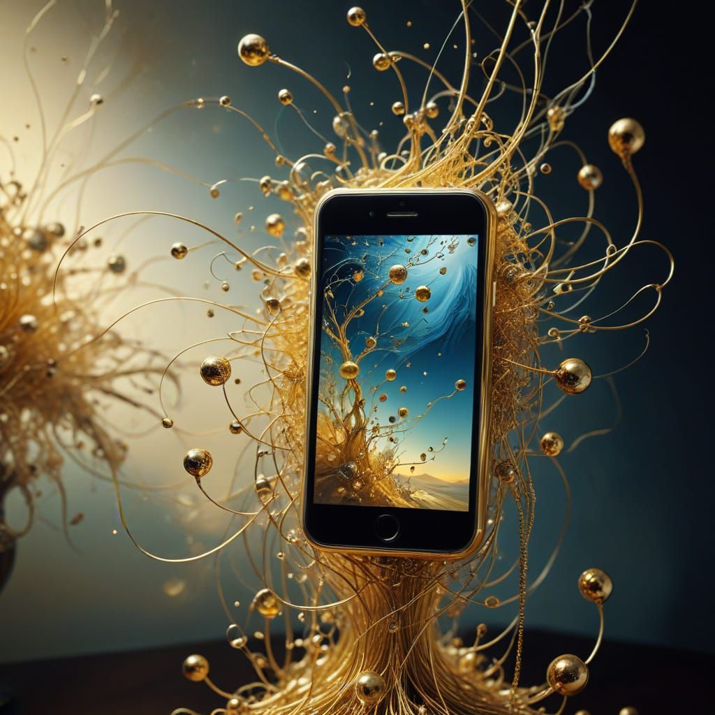 Surrealist Still Life with Disassembled Phone and Ethereal T...