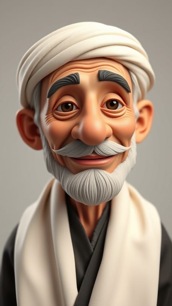 Middle Eastern Man Caricature in Clay Style