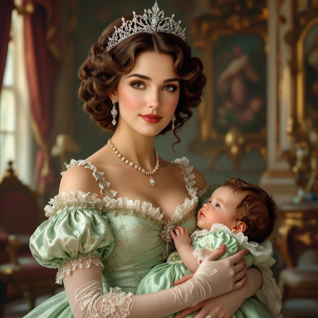 Edwardian Duchess and Heiress in Opulent Castle