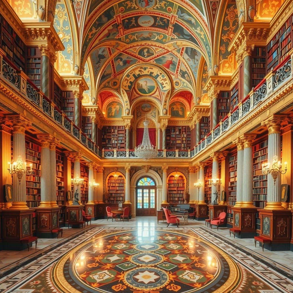 Ethereal Library in Grand Renaissance Style