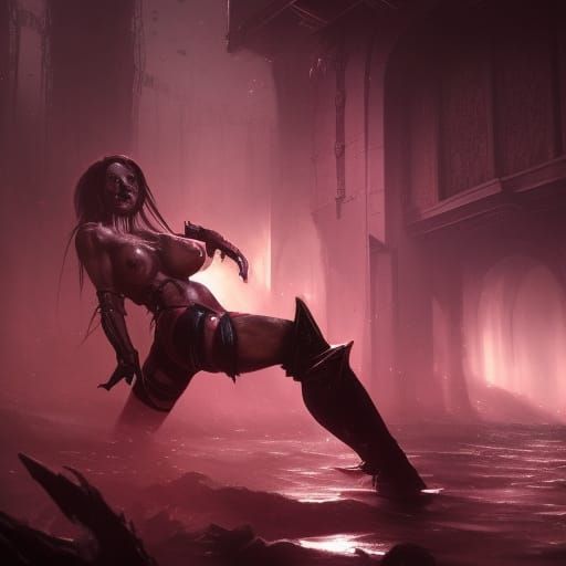 Mileena from Mortal Kombat in Dark Fantasy Style