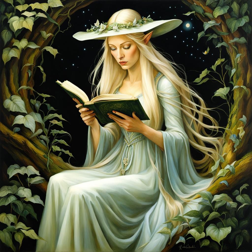 Galadriel reading book